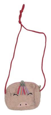 Růžová huňatá kabelka s jednorožcem