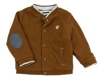 Hnedá rebrovaná obojstranná prepínaci mikina s výšivkou Obaibi