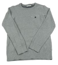 Sivý melírovaný sveter s vreckom Reserved