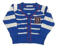 Modro-biely pruhovaný prepínaci sveter s písmenem Noppies