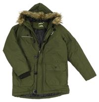 Khaki šusťáková zimní bunda s nášivkou a kapucí Y.F.K.