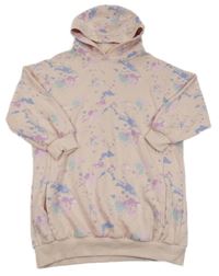 Růžové skvrnité teplákové šaty s kapucí Next