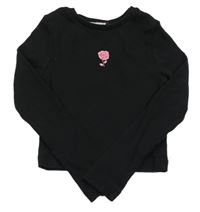 Čierne rebrované crop tričko s růží George