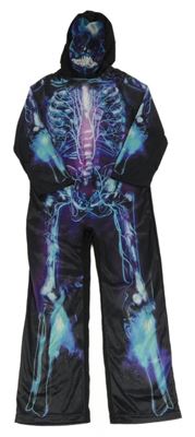 Kostým - Černo-fialovo-modrý overal s kapucí - kostra