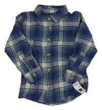 Nové - Tmavomodro-béžová kostkovaná košile Dunnes