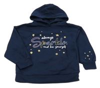 Tmavomodrá mikina s hviezdami s nápisom a kapucňou Primark