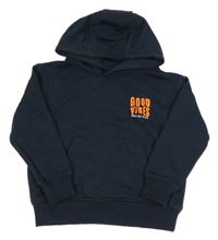 Tmavomodrá mikina s nápisom a kapucňou Dopodopo