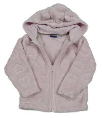 Ružová chlpatá prepínaci mikina so srdiečkami a kapucňou Lupilu