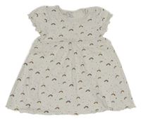 Biele bodkovaná é bavlnené šaty s duhami Topomini