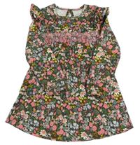 Khaki kvetované teplákové šaty s volánikmi Leigh Tucker