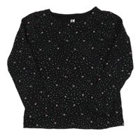 Čierne bodkovaná é tričko so srdiečkami H&M