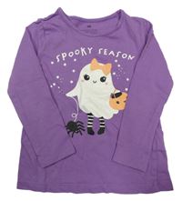 Fialové tričko s duchem a pavoukem H&M