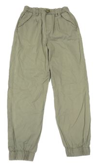 Zelenošedé plátěné cuff chino kalhoty Zara