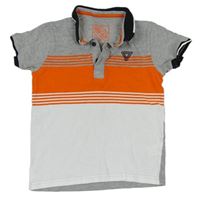 Sivo-oranžovo-biele polo tričko Urban