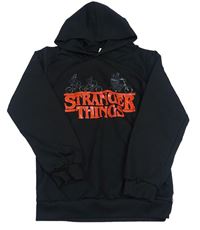 Čierna ľahká mikina s nápisom a kapucí - Stranger Things