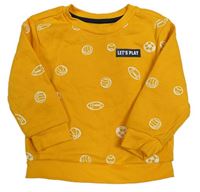 Žltá mikina s loptami a nápisom Primark