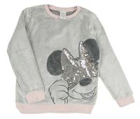 Sivá plyšová mikina s Minnie z flitrů Disney