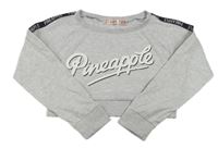 Sivé melírované crop tričko s logom Pineapple