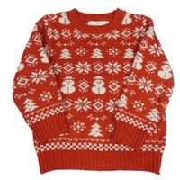 Červený vzorovaný vianočný sveter H&M