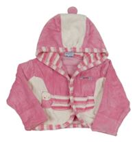 Ružovo-biela zamatová prepínaci mikina s kapucňou