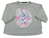 Sivé melírované crop tričko s jednorožcom V by Very