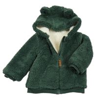 Tmavozelená huňatá zateplená propínací mikina s kapucí John Lewis