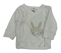 Biela zamatová zavinovací mikina s králikom C&A