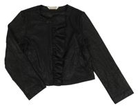 Černá lehká semišová bunda s volánkem Coccodrillo