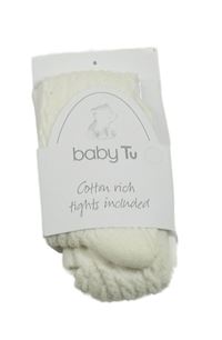 Nové - Smetanové vzorované punčocháče Tu