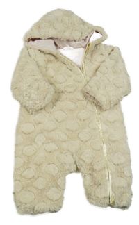 Světlebéžová vzorovaná chlupatá zateplená kombinéza s kapcuí Jasper Conran