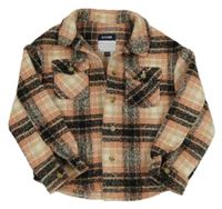 Ružovo-čierno-béžová kockovaná košeľová bunda kiabi