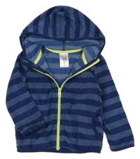 Tmavomodrá pruhovaná prepínaci fleecová mikina s kapucňou Pocopiano