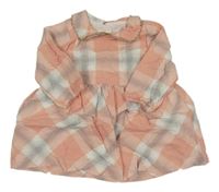 Růžovo-šedé kostkované šaty s límečkem Matalan