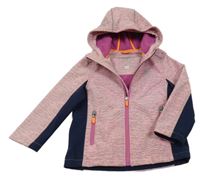 Růžovo-tmavomodrá melírovaná softshellová bunda s kapucí C&A