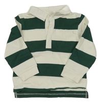 Bílo-tmavozelené pruhované polo triko Primark