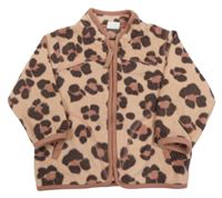 Růžovo-vínová fleecová propínací mikina s leopardím vzorem Next
