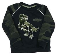 Černo-army mikina s dinosaurom Pep&Co