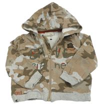 Hnedo-sivá army prepínaci mikina s medvedíkmi a kapucňou Chicco