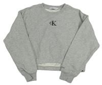Šedá crop mikina s logem Calvin Klein