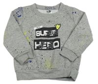 Sivá mikina s fleky a nápisom zn. Pocopiano