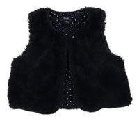 Tmavomodrá kožušinová podšitá vesta Kiabi