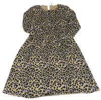 Béžovo-černo-fialové šaty s leopardím vzorem Only 