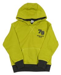 Žlutozelená mikina s číslami a kapucňou Pocopiano