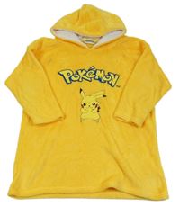 Žlutá plyšová oversize mikina s Pikachuem a kapucí 
