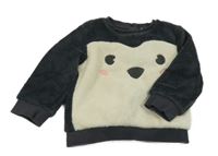 Antracitovo-smotanová plyšová mikina s ňufáčikom  Topomini