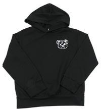 Čierna mikina s medvedíkom a kapucňou Shein