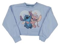 Svetlomodrá crop mikina so Stitchem a Angelou