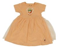 Oranžové šaty s potlačou a tylovou sukní