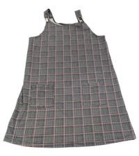 Čierno-bielo-ružové kockované šaty Primark