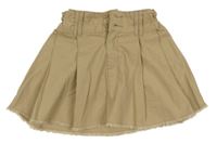 Béžová plátenná skladaná sukňa H&M